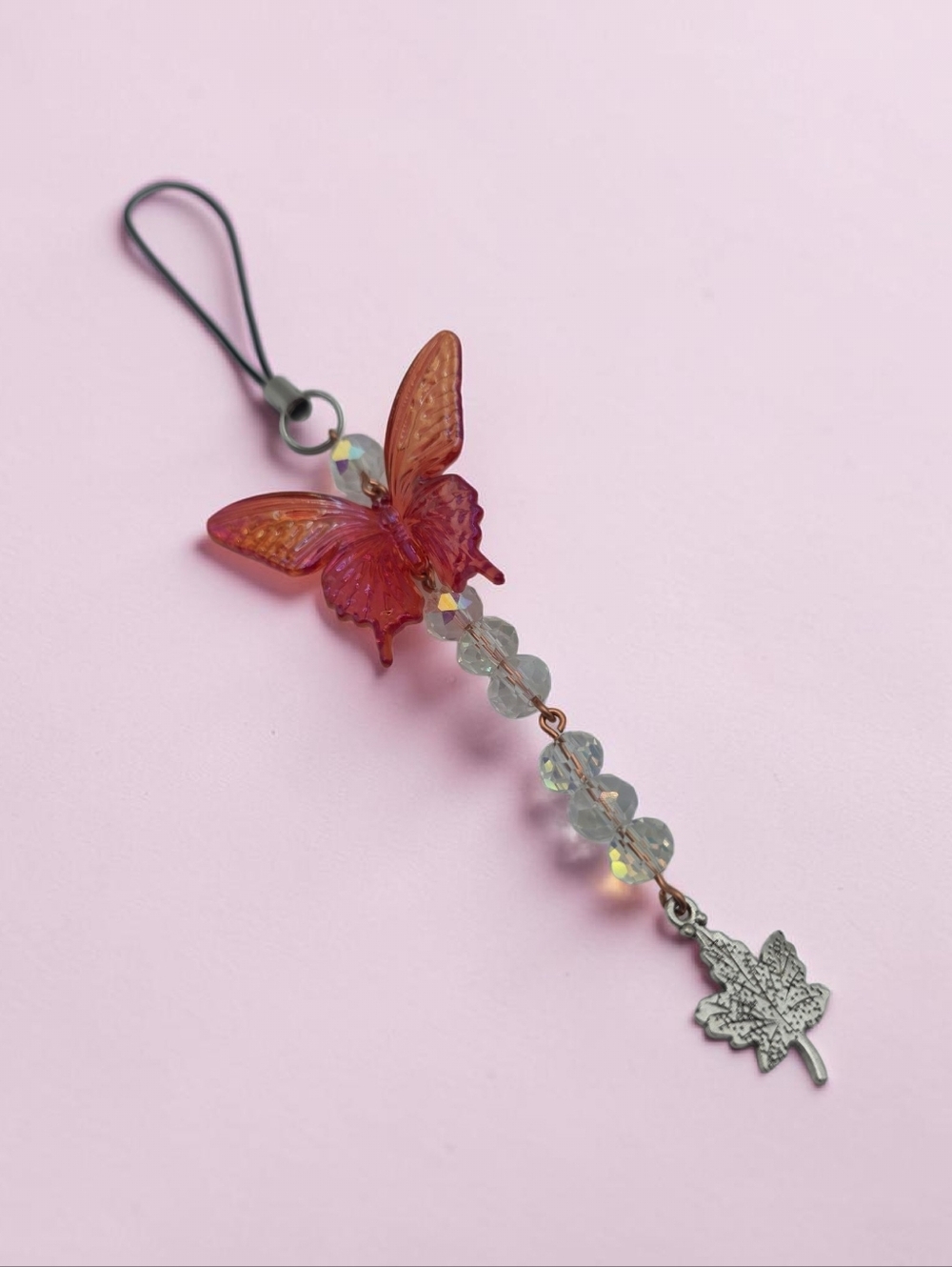 Red Butterfly Faceted Iridescent Phone Charm – Silver Leaf Handmade